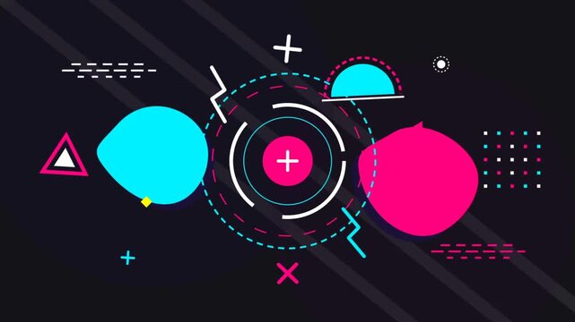 Abstract Geometric Motion Graphic With Colorful Shapes Background