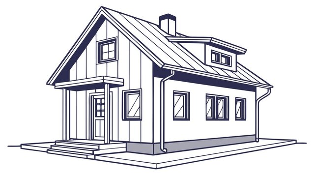 Charming detached suburban house with porch, dormer window, and chimney.