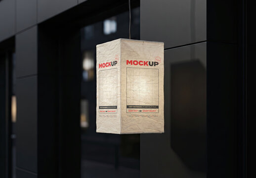 Hanging Japanese Lantern Light Bar Black Design Mockup