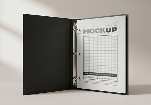 Open Folder Page Mockup with Clips