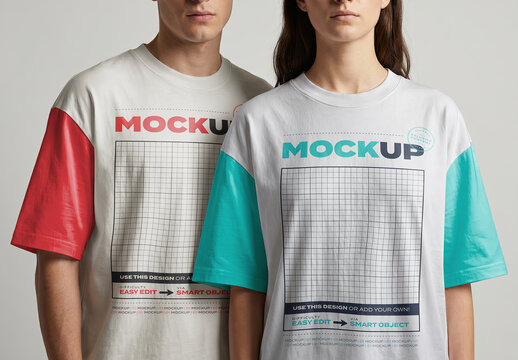 Man Woman Tshirt Logo Branding Mockup