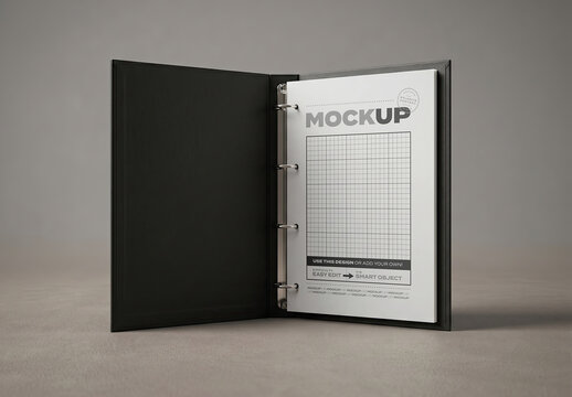 Open Folder with Clips Page Mockup