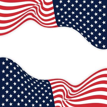 Patriotic american flag border design with white space for customization