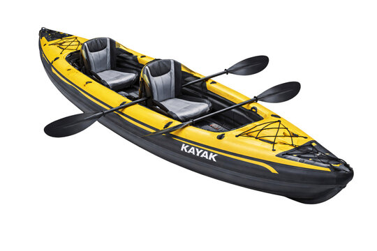 Yellow inflatable kayak with png transparent
