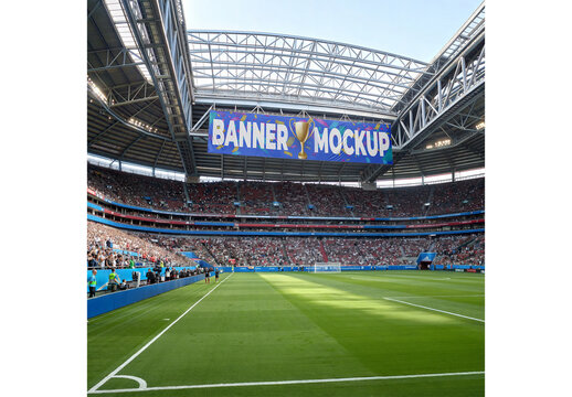 Stadium Fans Banner Mockup Template for Product Branding and Advertising Design