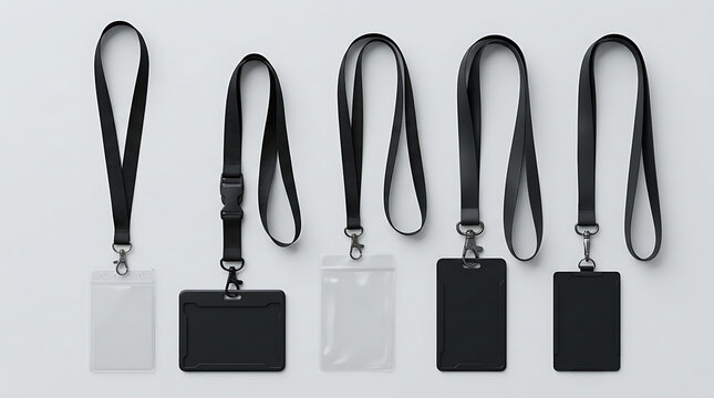Professional black lanyards and ID badge holders collection for office employees and staff