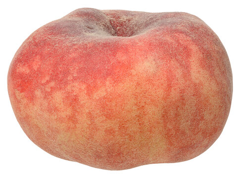 Whole ripe fig flat peach with velvety pink-yellow skin