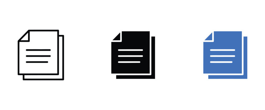 Document files icon set, stacked papers and report sheets, documentation and digital records symbol, office workflow and business data vector illustration.