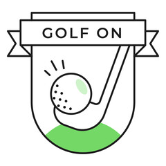 Naklejka premium Golf on ball club colored badge sticker