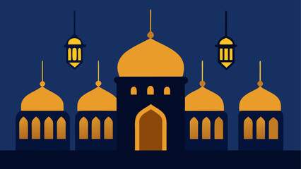 Mosque domes and lanterns night illustration © ruposhi