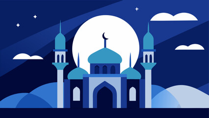 Mosque silhouette against the full moon © ruposhi