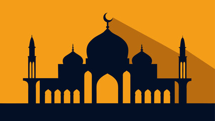 Silhouette of a mosque against gold sky © ruposhi
