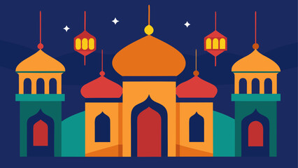 Illustration of a islamic mosque at night © ruposhi