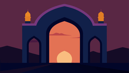 Sunset seen through an arched gateway view © ruposhi