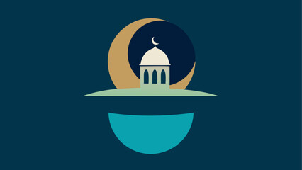 Illustration of mosque with crescent moon © ruposhi