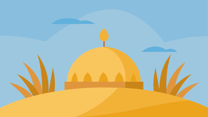 Illustration of a dome on a sandy hill © ruposhi