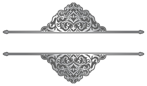 Luxury silver vintage text divider with elegant arabesque ornament