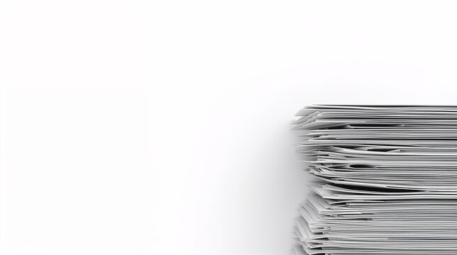 Stack of paper documents on white background office paperwork concept