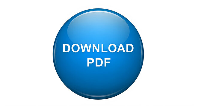 Download pdf button with blue gradient circle background isolated on transparent background