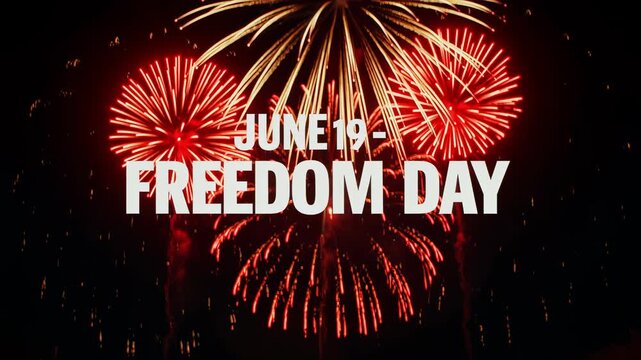 Fireworks exploding in the night sky for june 19 freedom day