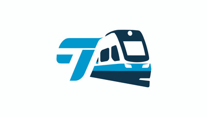A minimalist graphic illustration of a modern passenger train moving forward © fatonah