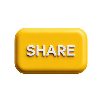 Yellow share button icon isolated on white background