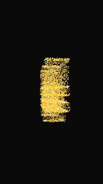 Premium vertical animation of elegant gold glitter particles shaping a Korean Won symbol over black background. Perfect for high-end mobile marketing.