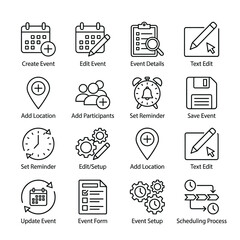 Fototapeta premium Event Management Icons With Calendar With Pencil