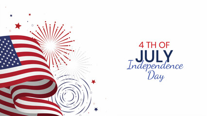 Fototapeta premium Independence day usa celebration american flag with fireworks patriotic holiday graphic