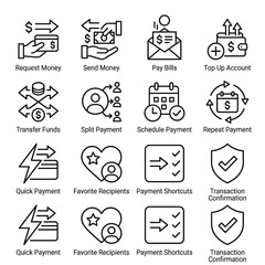 Fototapeta premium Payment Icons Financial Transactions With Request Money