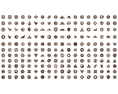 Set of abstract geometric circle symbols and modern logo icons with geometry