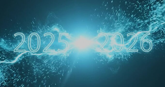New Year Transition 2025 to 2026 Futuristic.