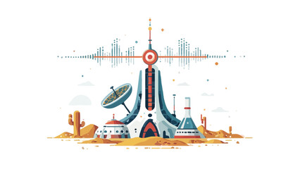 A futuristic communication station stands in a vast desert landscape © samuel