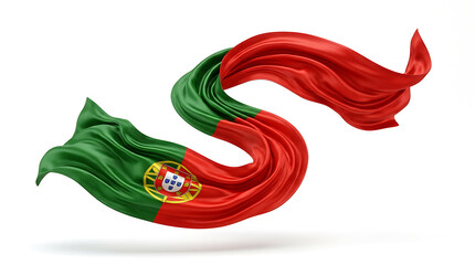 Fototapeta premium Dynamic artistic representation of the Portuguese flag with flowing fabric effects emphasizing national pride and cultural
