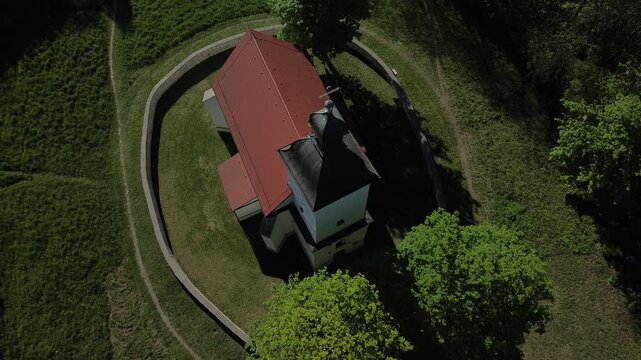 Church Doroty church in Grodziec aerial shot