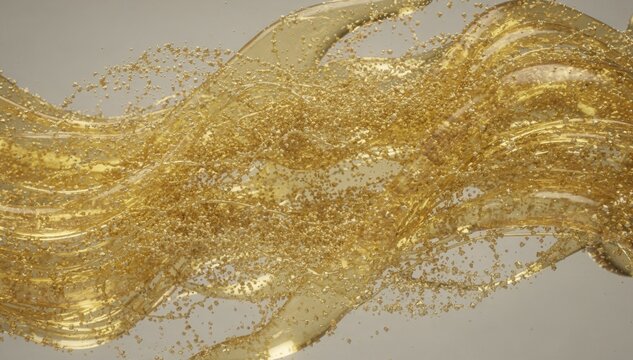 Medium shot focused on a macro fluid flow showing nanoparticles dispersing evenly within oil highlighting microscale fluid dynamics and texture.
