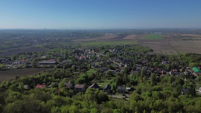 Church Doroty church in Grodziec aerial shot