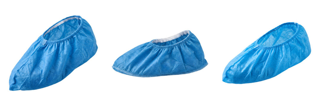 set of Disposable Blue Shoe Covers &ndash; Elasticized Non-Slip Industrial Foot Protection, Waterproof CPE/PP Booties for Construction, Medical Facilities, Clean Rooms & Home Use png
