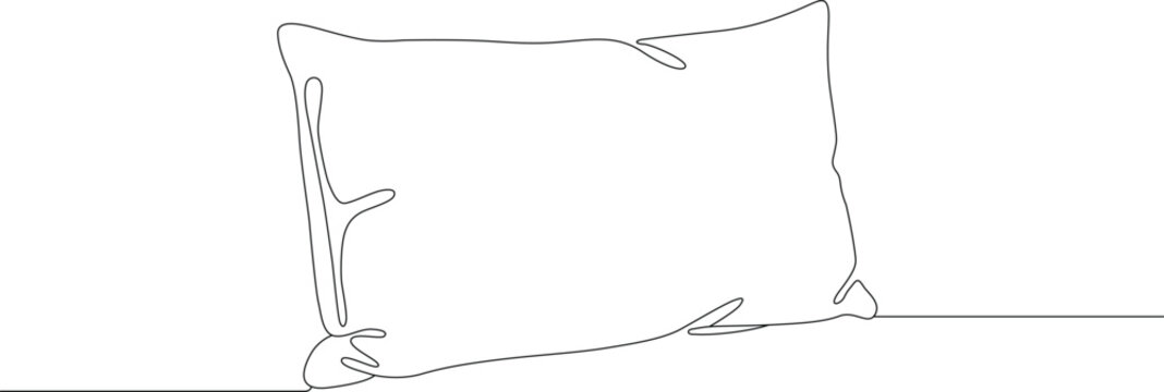 Continuous line drawing of a soft rectangular bed pillow. Editable thin outline. Single stroke vector illustration