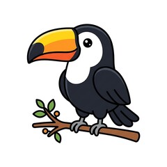 Fototapeta premium Cartoon penguin with rainbow hat and scarf.