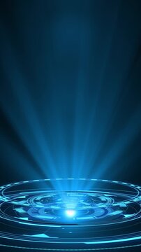 Vertical video HUD circle interfaces. Hi tech futuristic display. Blue hologram button. Digital data network protection, future technology network concept FHD. Modern cyberspace innovation.