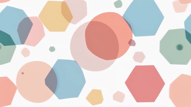 Abstract pastel geometric shapes on white background 白背景に抽象的なパステル調の幾何学図形 ループ動画