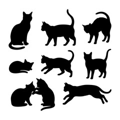 black silhouettes of cats vector © MstNazmun