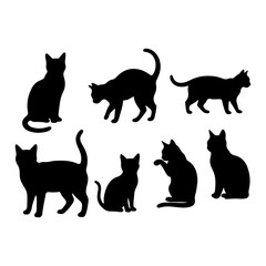 vector silhouette set of black cats © MstNazmun