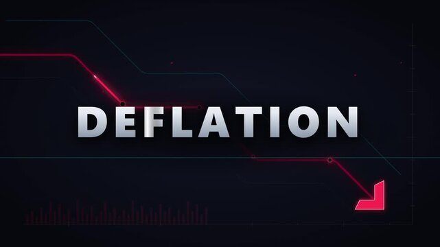 Deflation economic concept: animated financial chart showing market downtrend and price decline