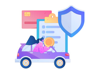 Buy insurance for car flat character vector concept operation illustration  © Lyn Lee