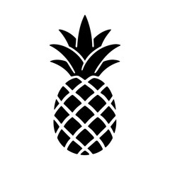 Obraz premium Pineapple silhouette on a white background tropical fruit design for summer concepts