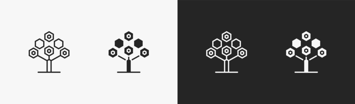 Set of algorithm icon in black and white collection