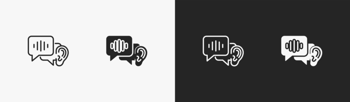 Set of language icon in black and white collection