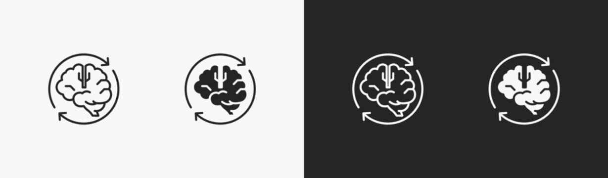 Set of learning icon in black and white collection